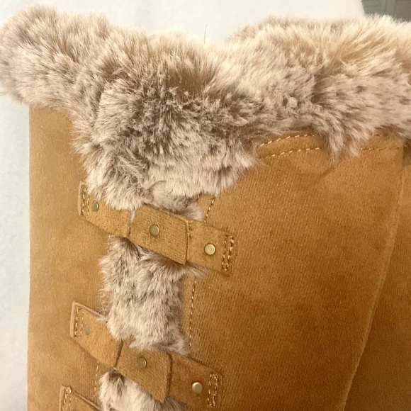 HStylish Brown Slip On Calf High Fur-Lined Waterproof Winter Snow Boot Sz 9 - Picture 10 of 16